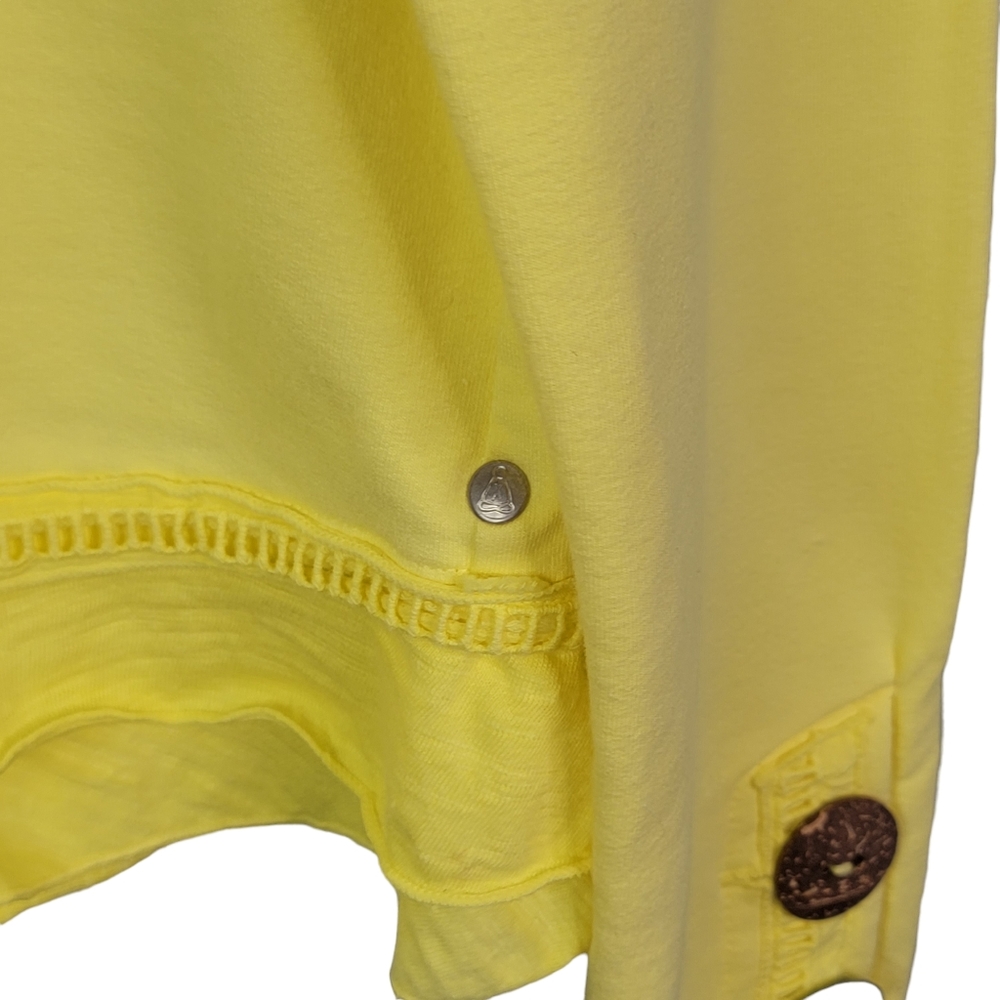 Neon Buddha Yellow Bohemian Coastal Ruffle Hem Top Women's Size Petite Small - Picture 3 of 14
